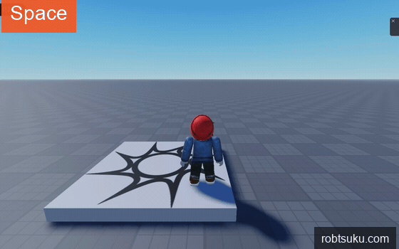 スペースキーでキャラクターがジャンプする様子